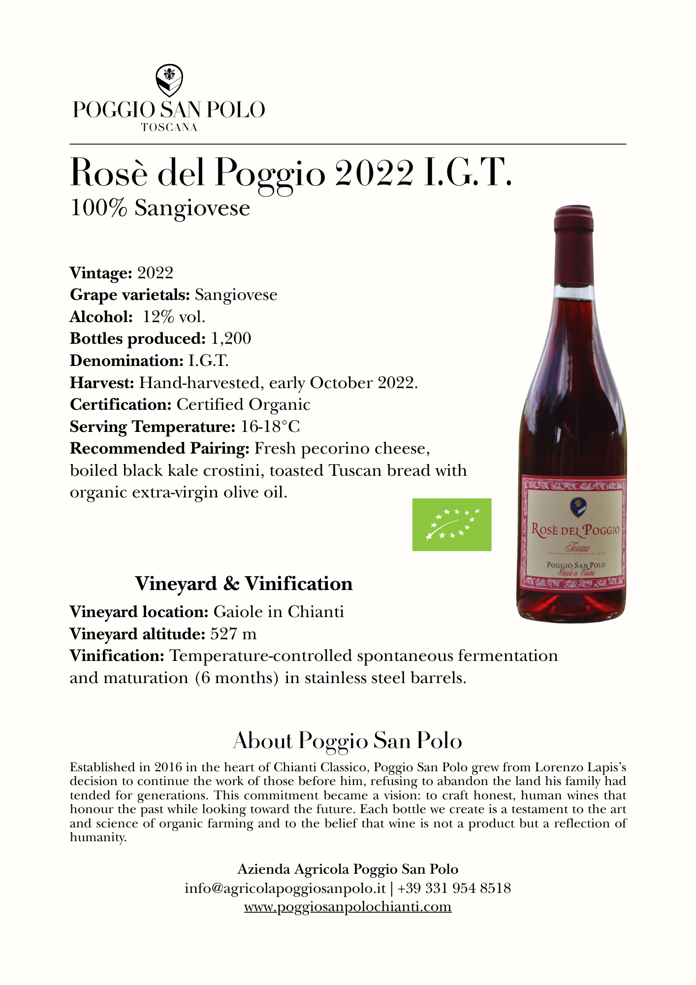 Poggio San Polo Organic Rosato 2022
